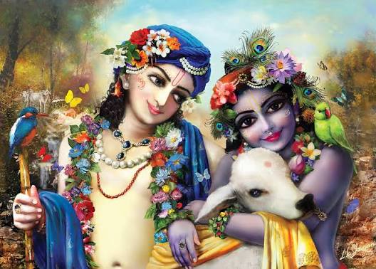 Lord Balarama with Lord Krishna in Vrindavan
