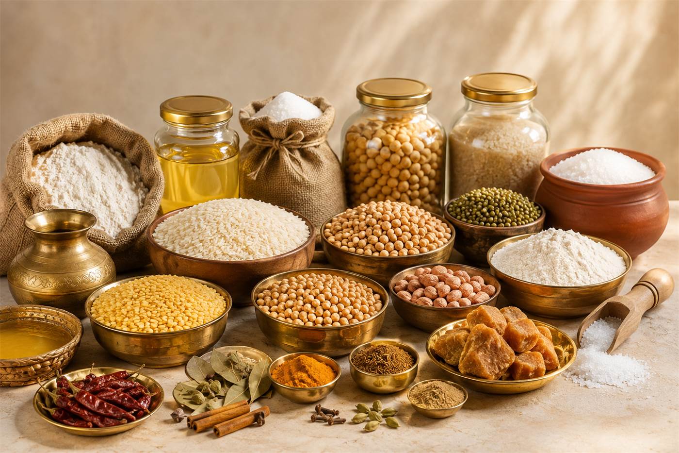 Ingredients offered for the Janmashtami and Nandotsava Bhandara