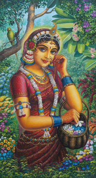 Srimati Radharani gathering flowers
